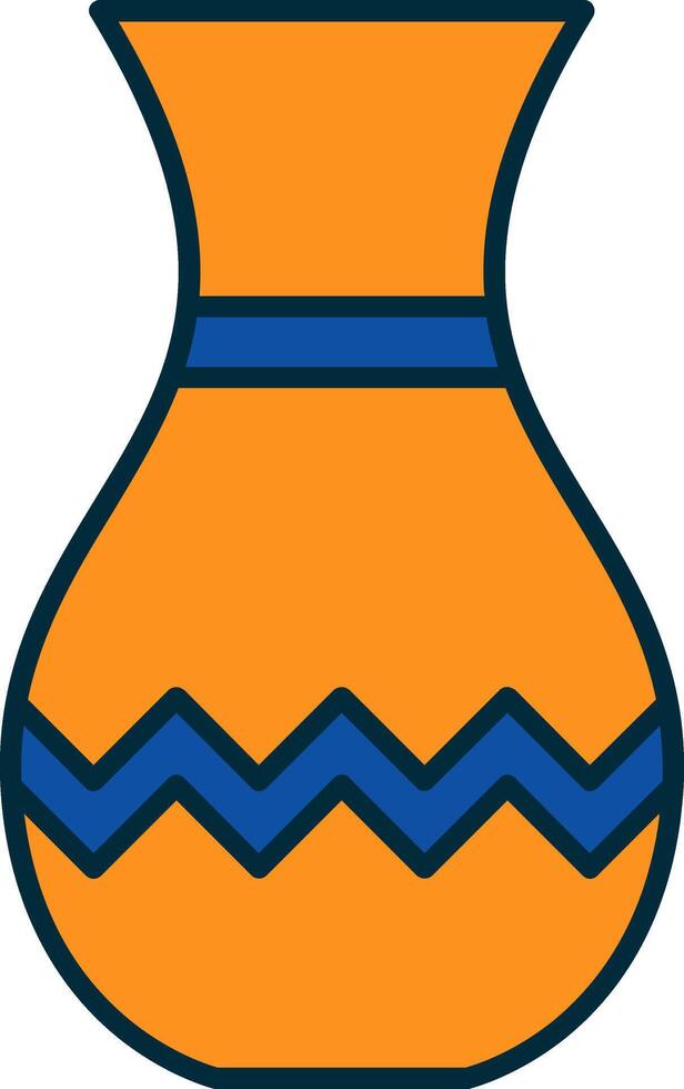 vase ligne rempli deux couleurs icône vecteur