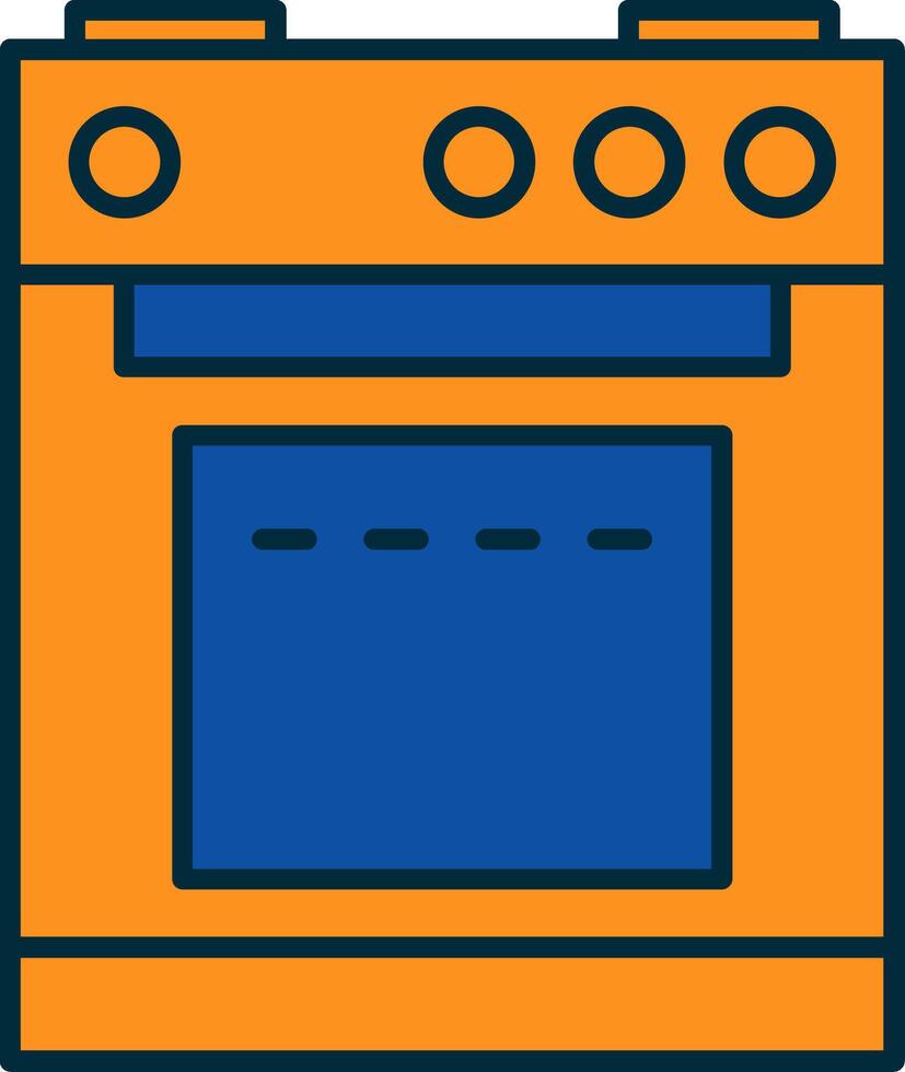 électrique le fourneau ligne rempli deux couleurs icône vecteur