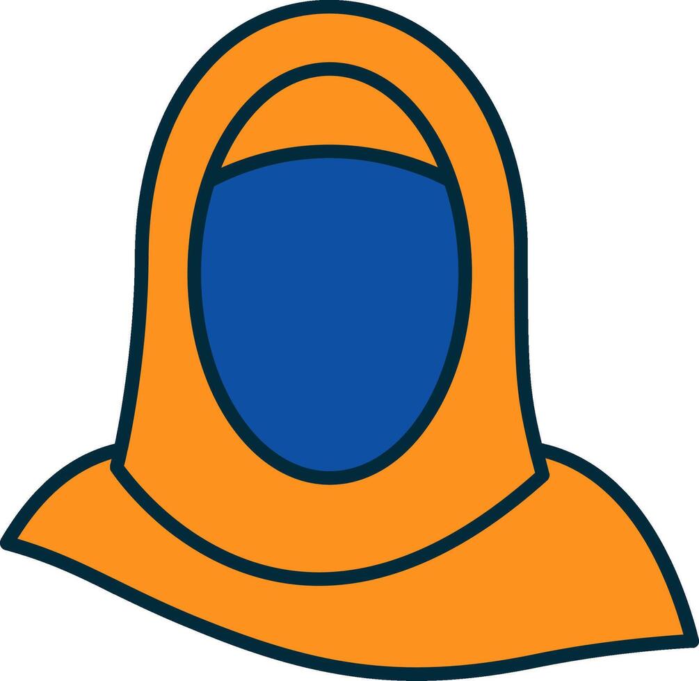 hijab ligne rempli deux couleurs icône vecteur
