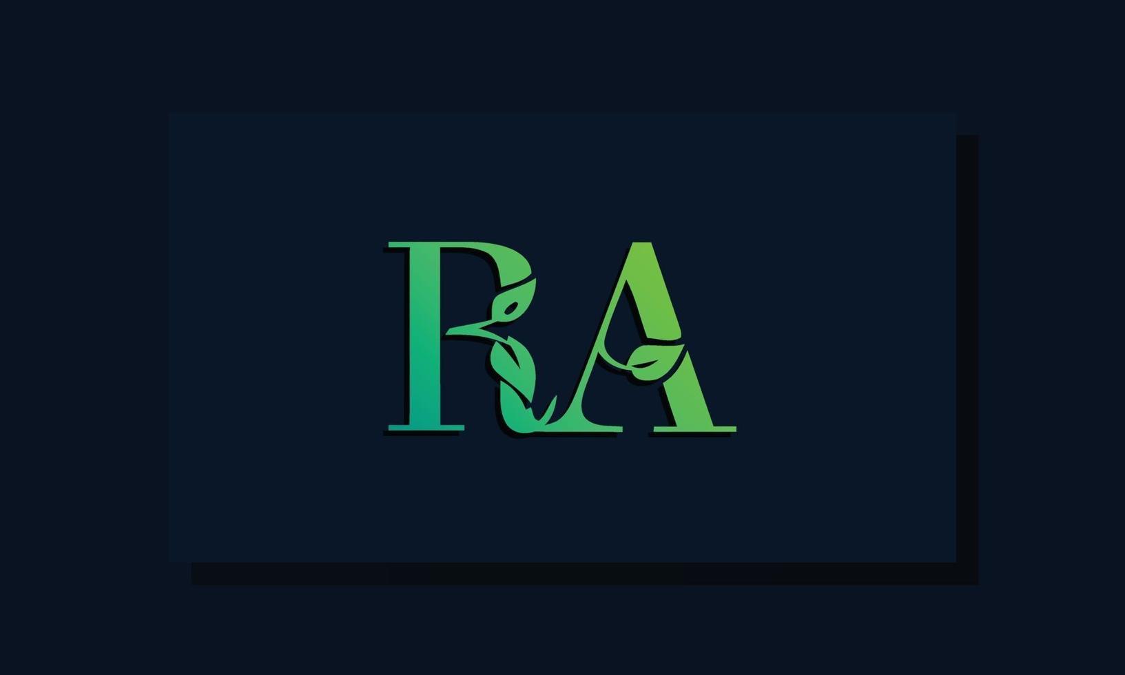 logo ra initial de style feuille minimal. vecteur