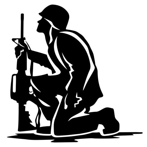 Soldat militaire à genoux Silhouette Vector Illustration