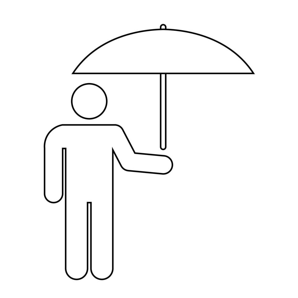 homme, à, parapluie, icône, gens, dans, mouvement, actif, mode de vie, signe vecteur