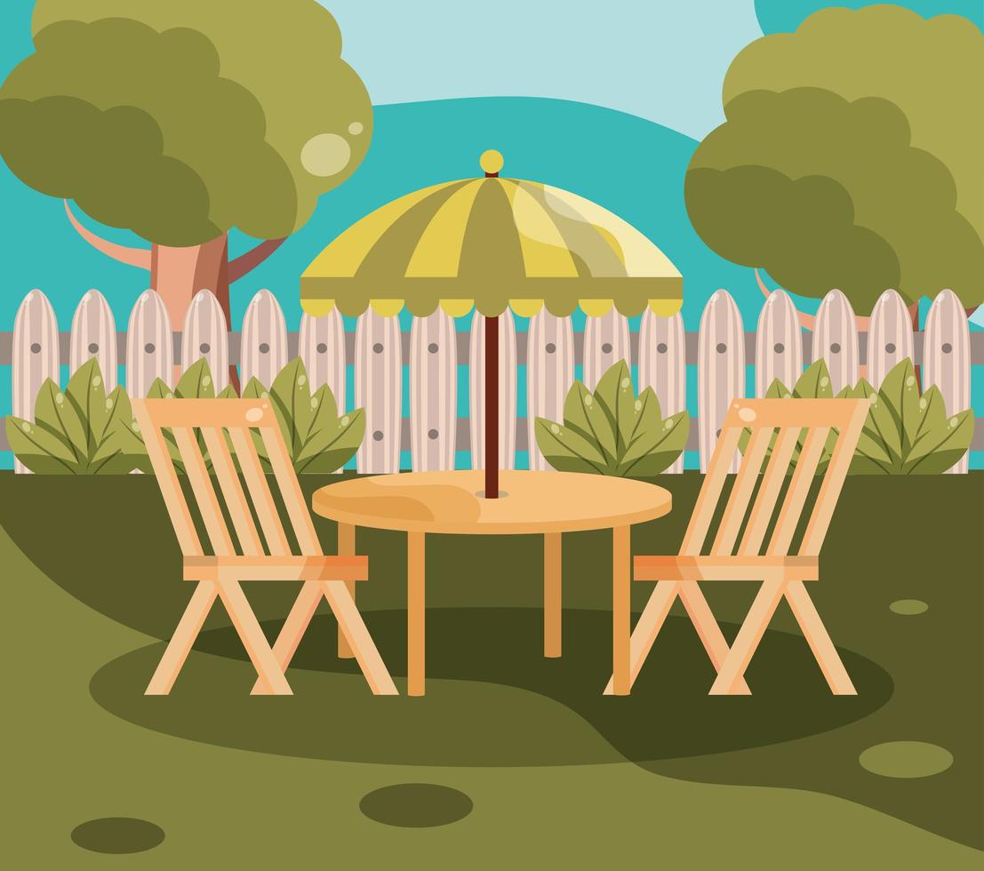 table et chaises de jardin vecteur