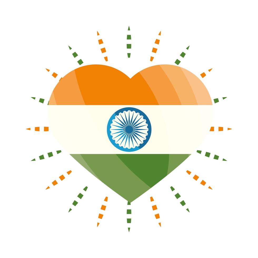 coeur avec le drapeau de l'inde vecteur