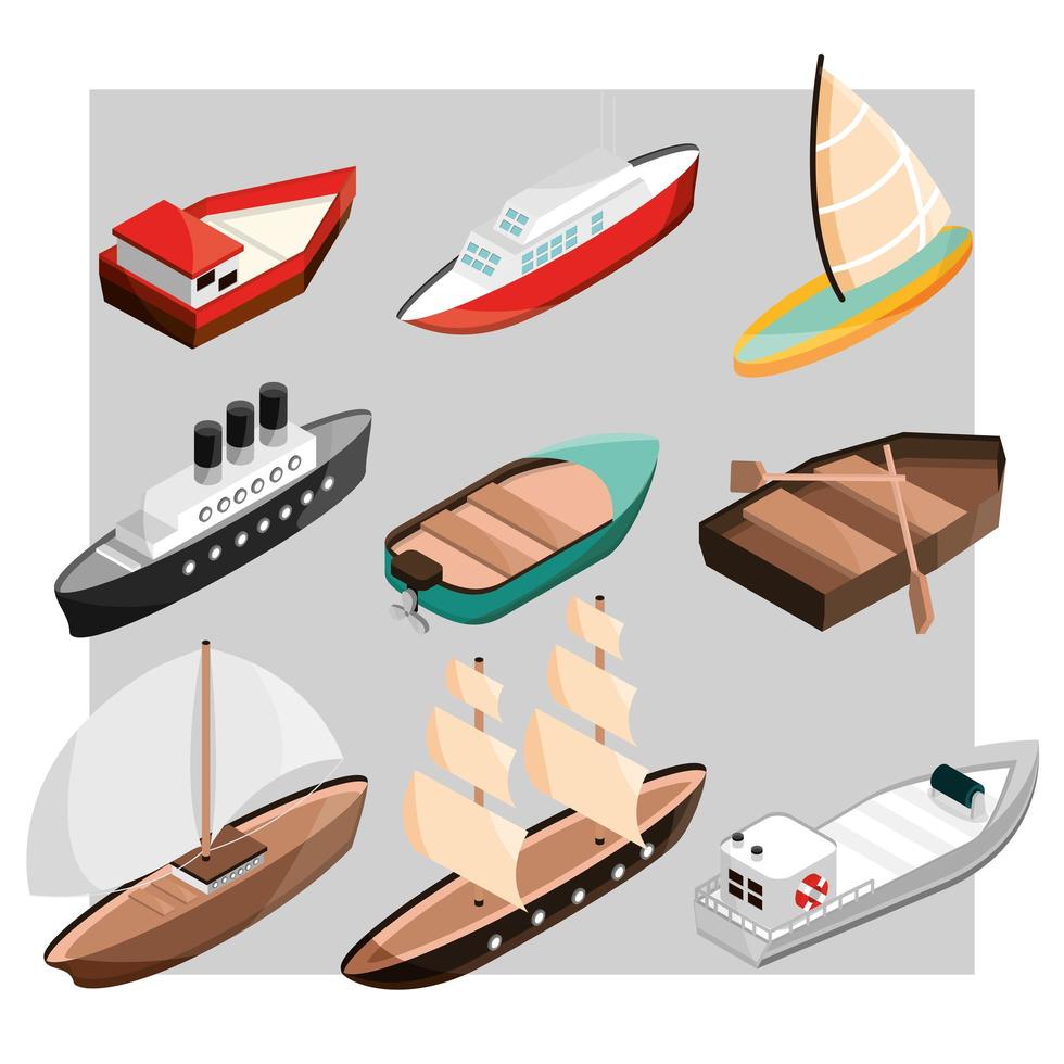 navires et bateaux de différentes tailles vecteur