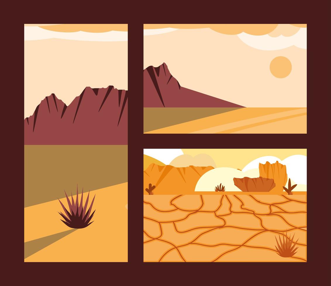 ensemble de paysage désertique vecteur