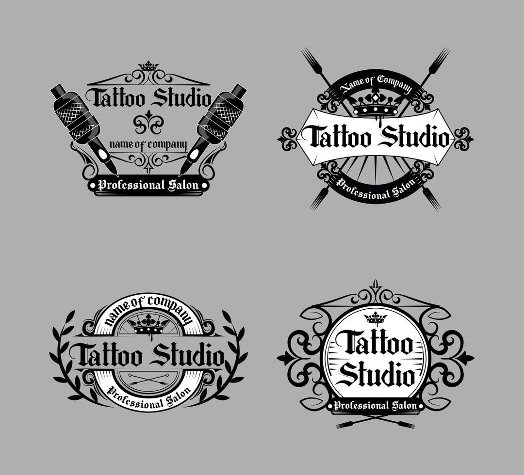icônes de studio de tatouage vecteur