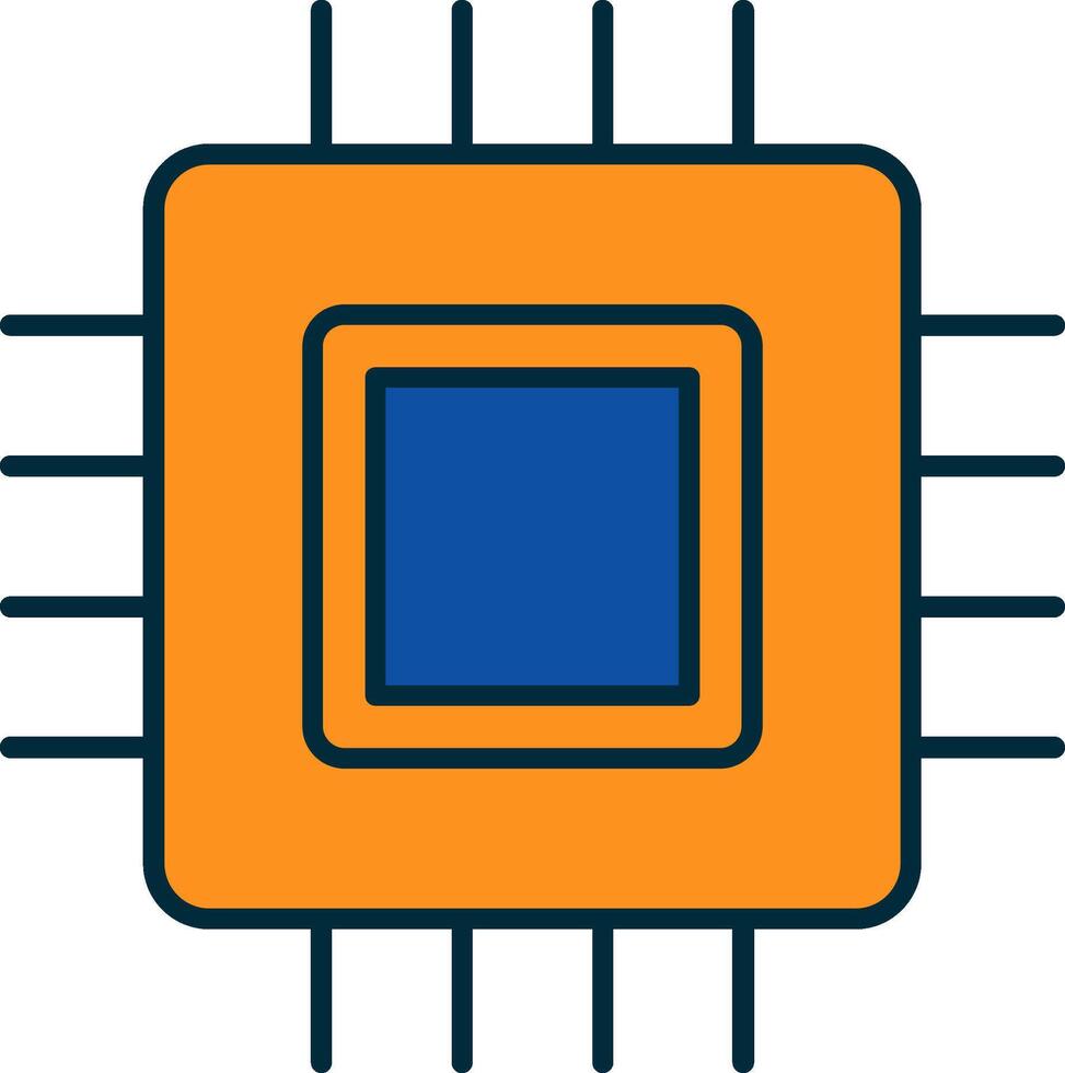 circuit planche ligne rempli deux couleurs icône vecteur