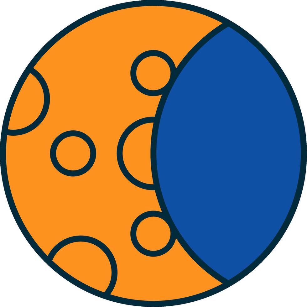 lune phase ligne rempli deux couleurs icône vecteur