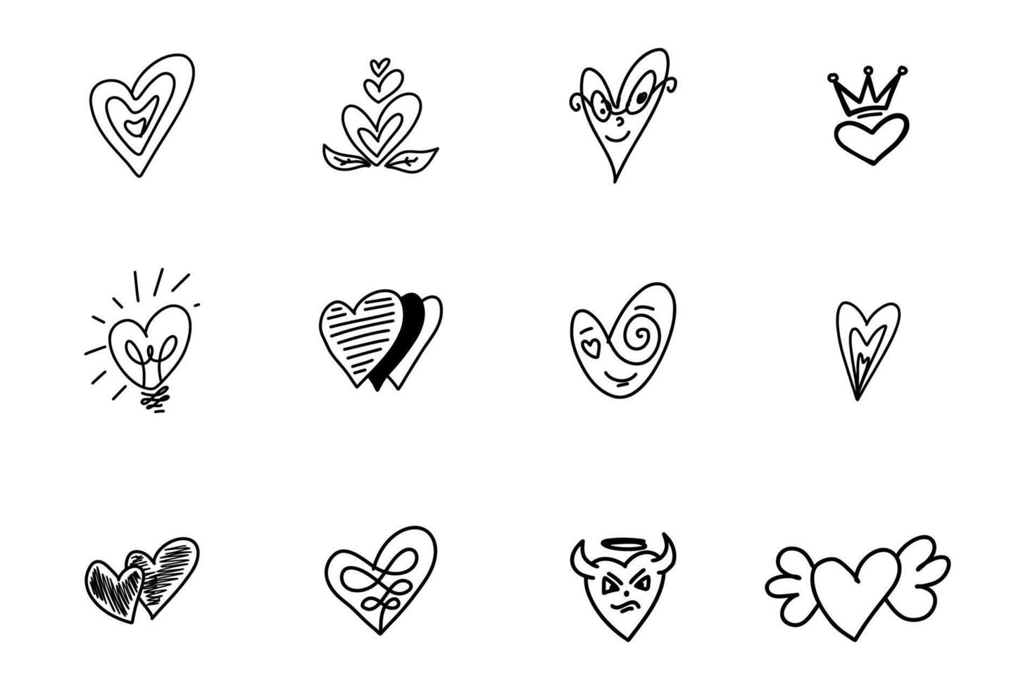 main tiré cœur icône illustration conception l'amour symbole vecteur