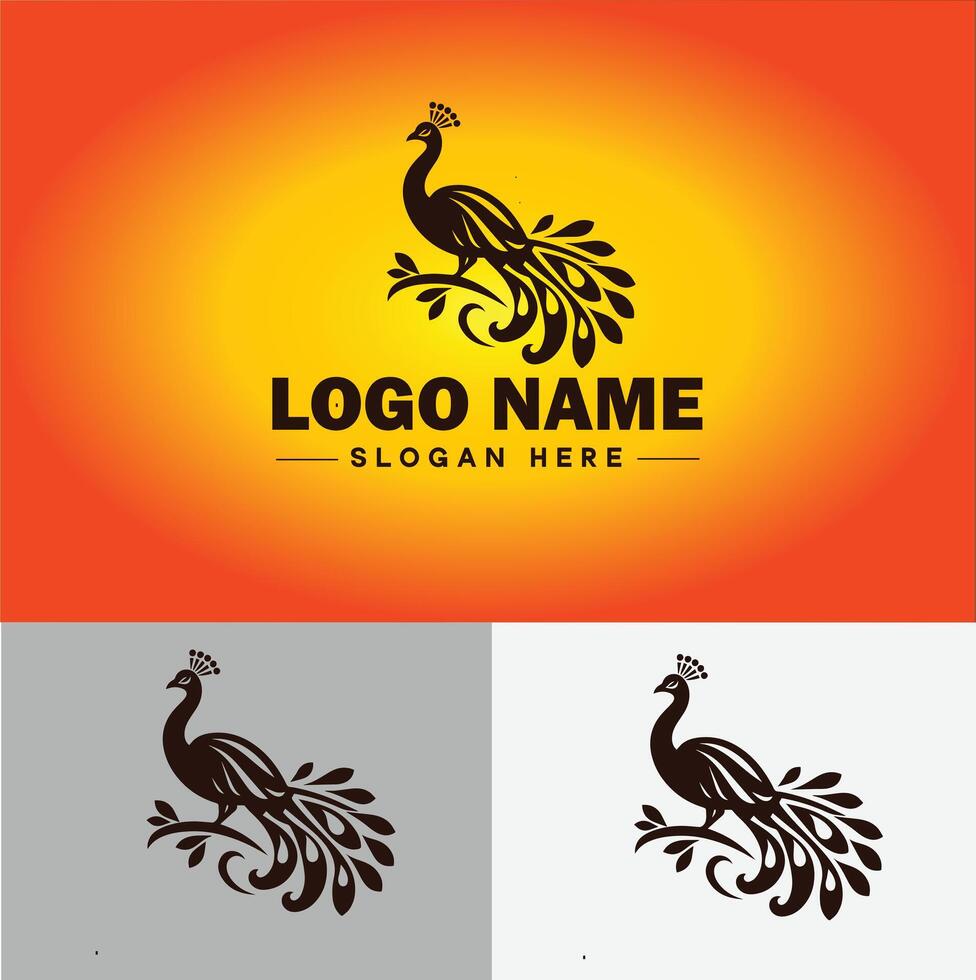 paon logo luxe style icône entreprise marque affaires paon logo modèle modifiable vecteur