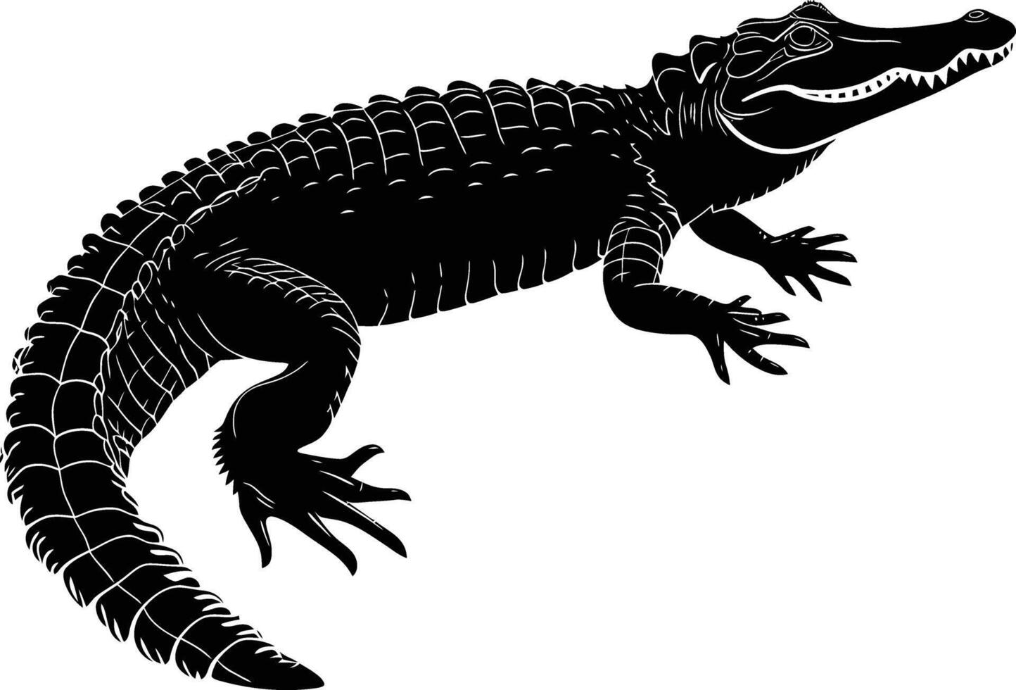 ai généré silhouette crocodile noir Couleur seulement vecteur