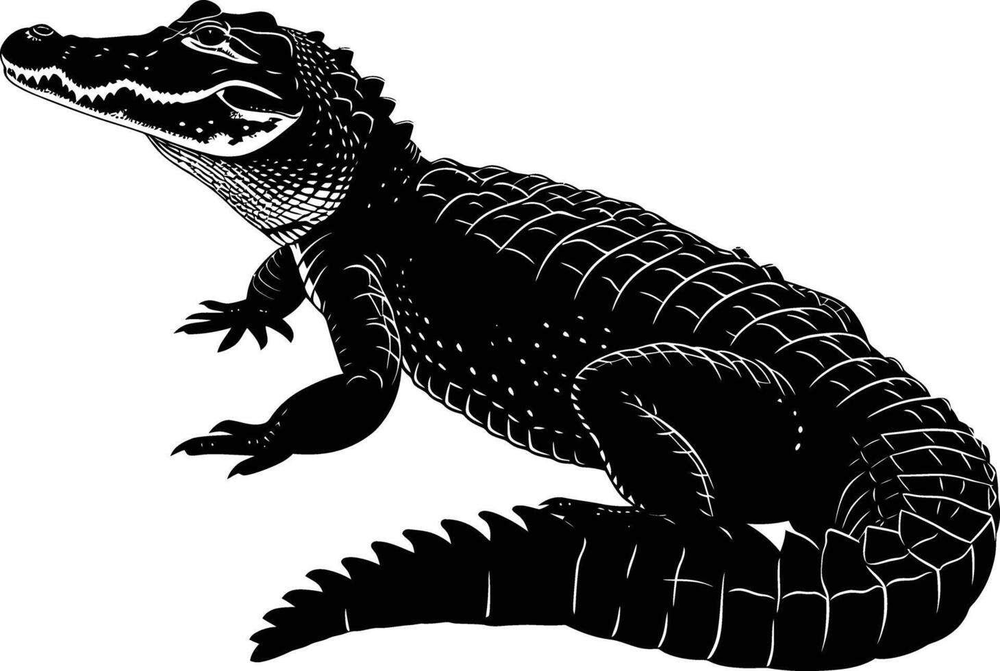 ai généré silhouette crocodile noir Couleur seulement vecteur