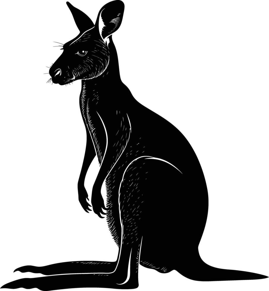 ai généré silhouette kangourou noir Couleur seulement vecteur