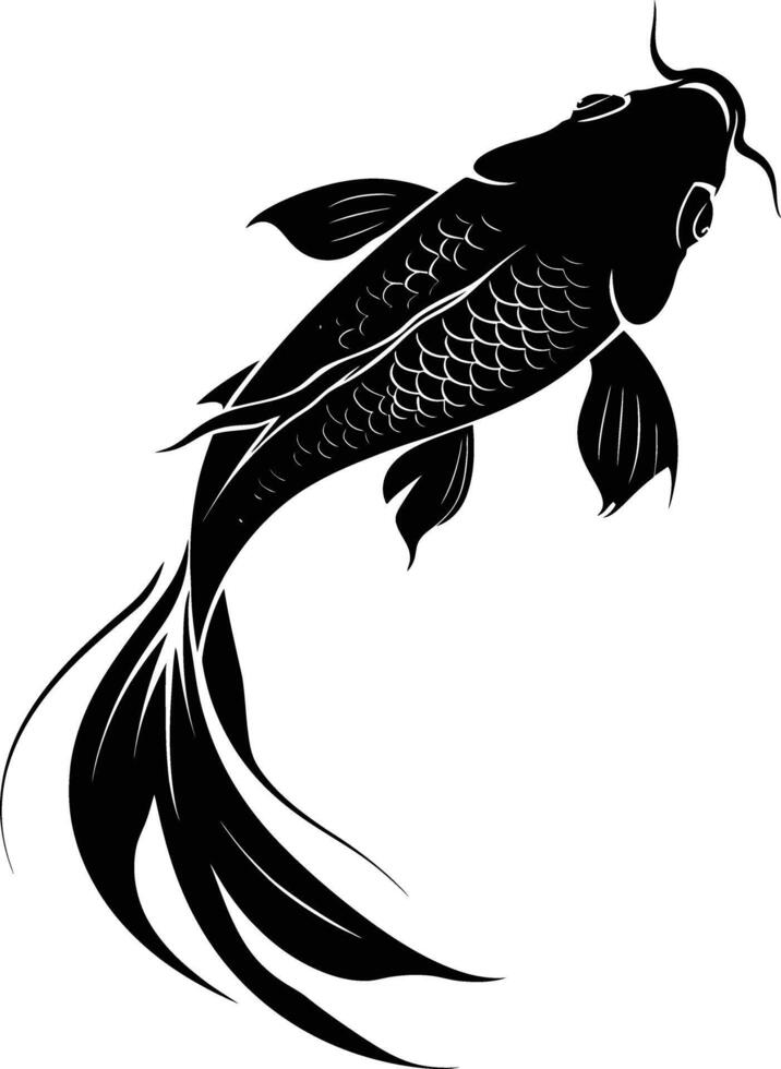 ai généré silhouette koi poisson noir Couleur seulement vecteur