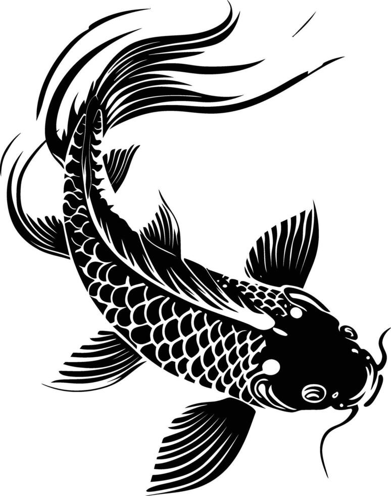 ai généré silhouette koi poisson noir Couleur seulement vecteur