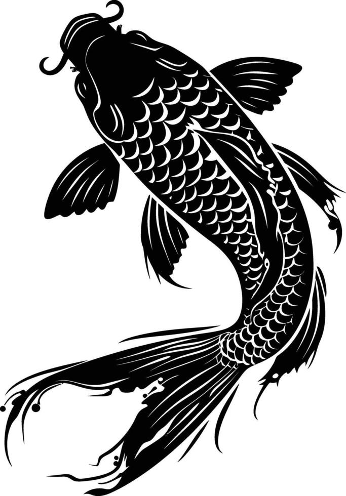 ai généré silhouette koi poisson noir Couleur seulement vecteur