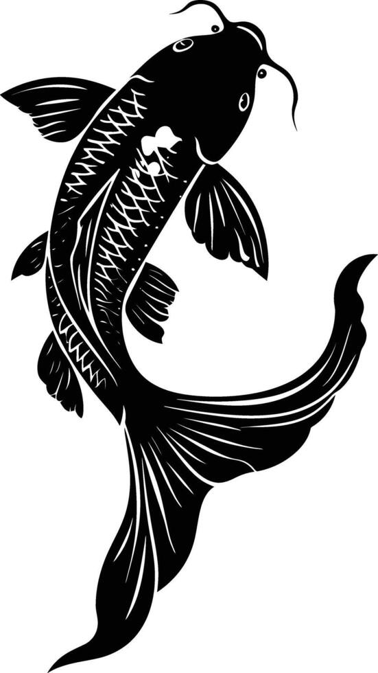 ai généré silhouette koi poisson noir Couleur seulement vecteur