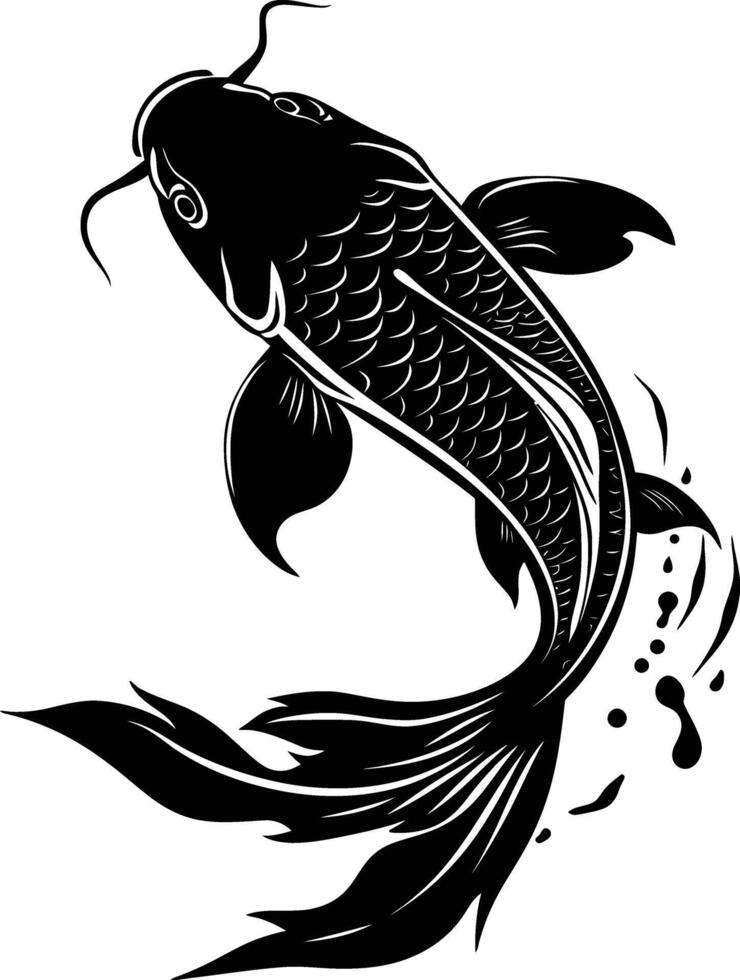 ai généré silhouette koi poisson noir Couleur seulement vecteur