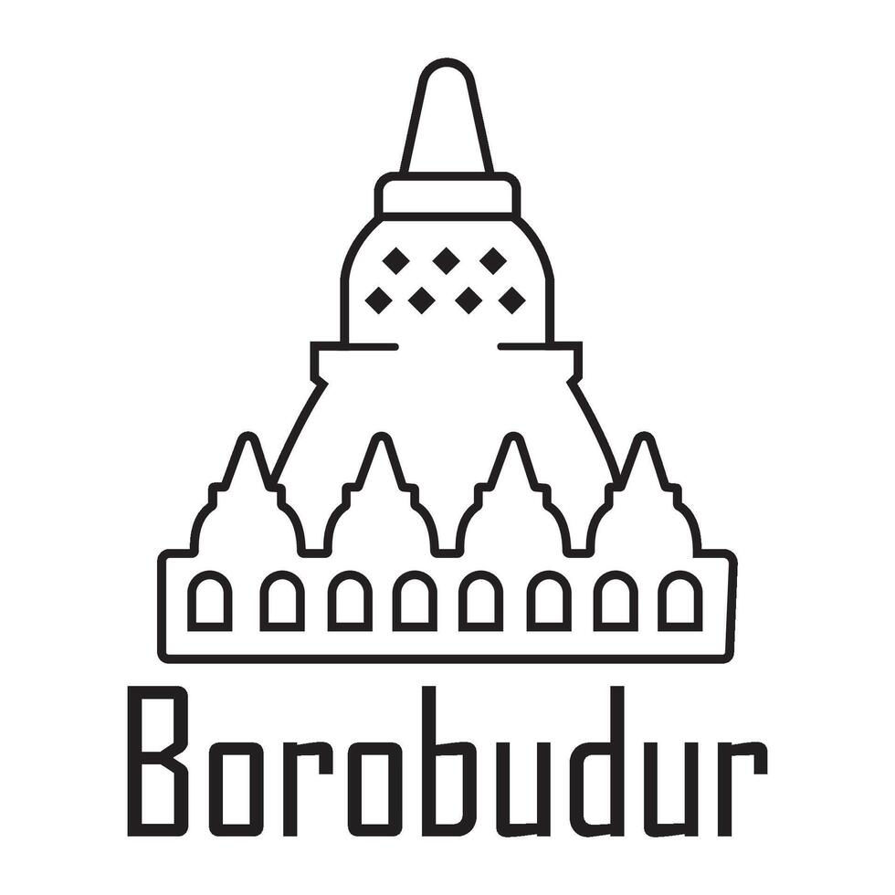 modèle de conception de vecteur de logo d'icône de temple de borobudur