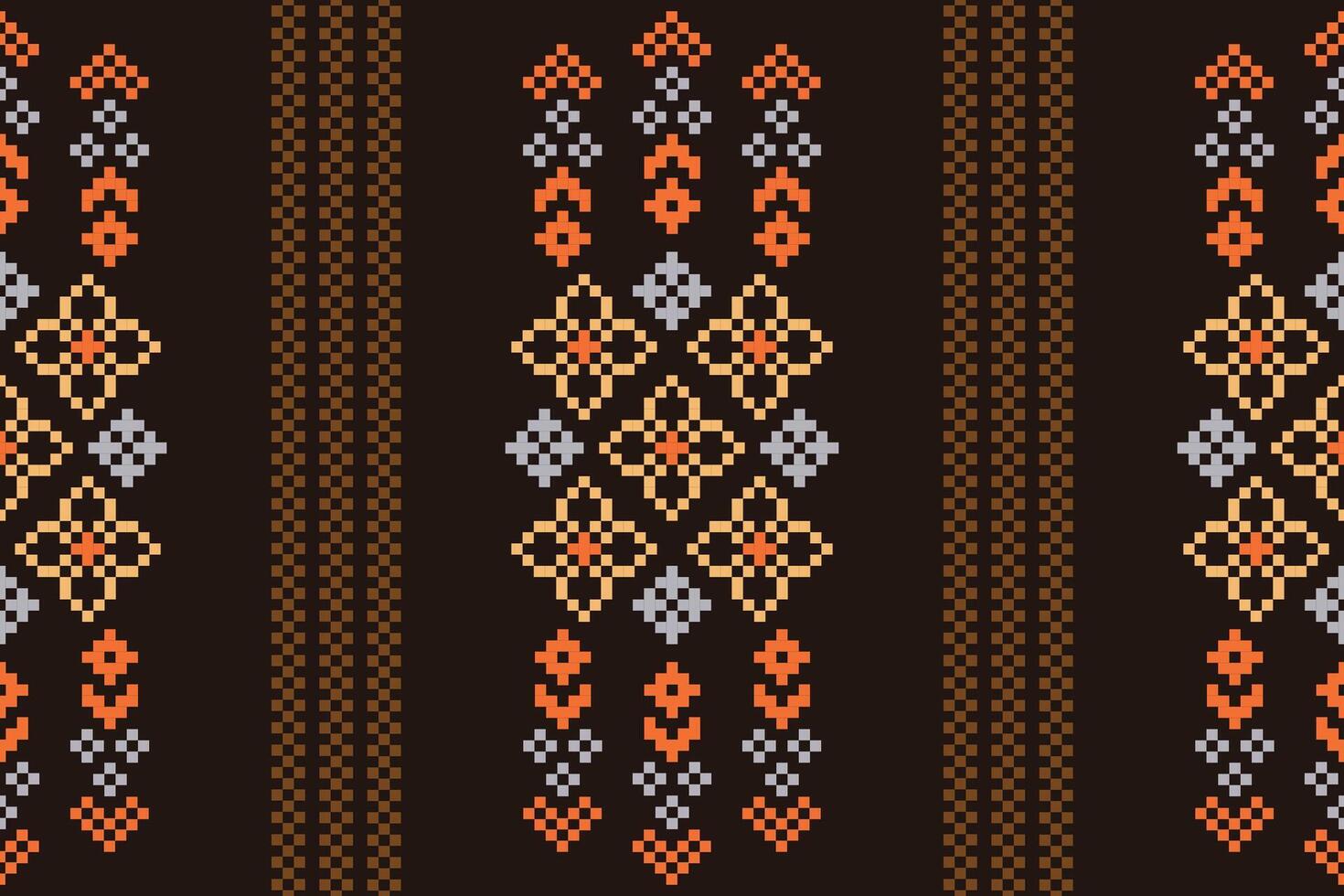 ethnique géométrique en tissu modèle traverser point.ikat broderie ethnique Oriental pixel modèle marron Contexte. abstrait, vecteur, illustration. texture, vêtements, écharpe, décoration, motifs, soie fond d'écran. vecteur