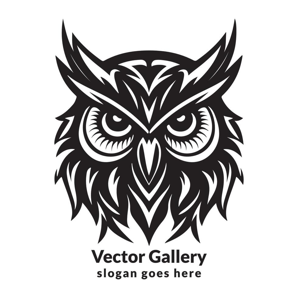 vecteur hibou logo concept noir et blanc Couleur main tiré illustration