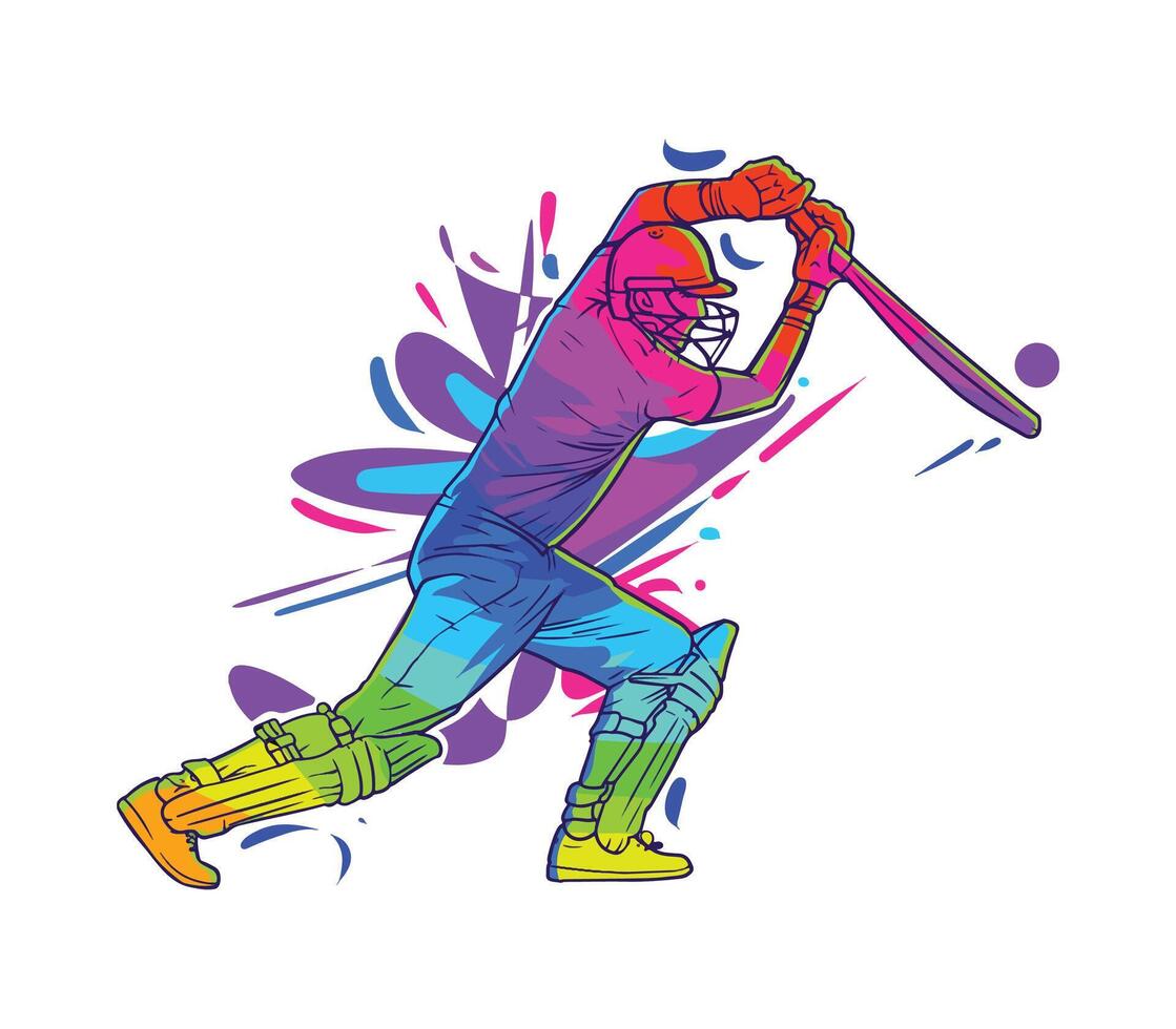 criquet joueur action figure abstrait coloré vecteur illustration
