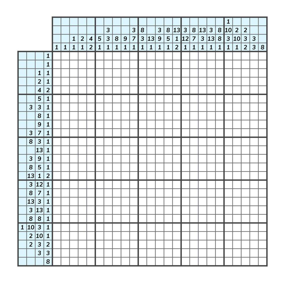 Japonais mots croisés puzzle. des gamins et adulte mathématique mosaïque. nonogramme. logique puzzle jeu. numérique rébus. vecteur illustration