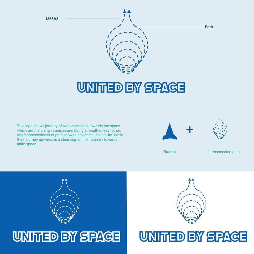 espace mission logo conception présentation le long de avec chemin et logo éléments , logo conception la description vecteur