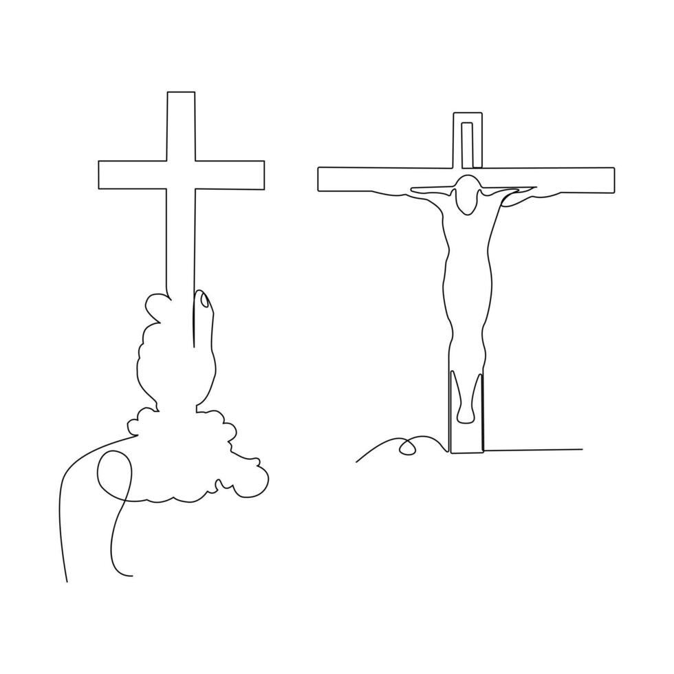 Jésus Christ esquisser bien Vendredi continu Célibataire ligne et Pâques journée traverser contour vecteur art dessin et illustration