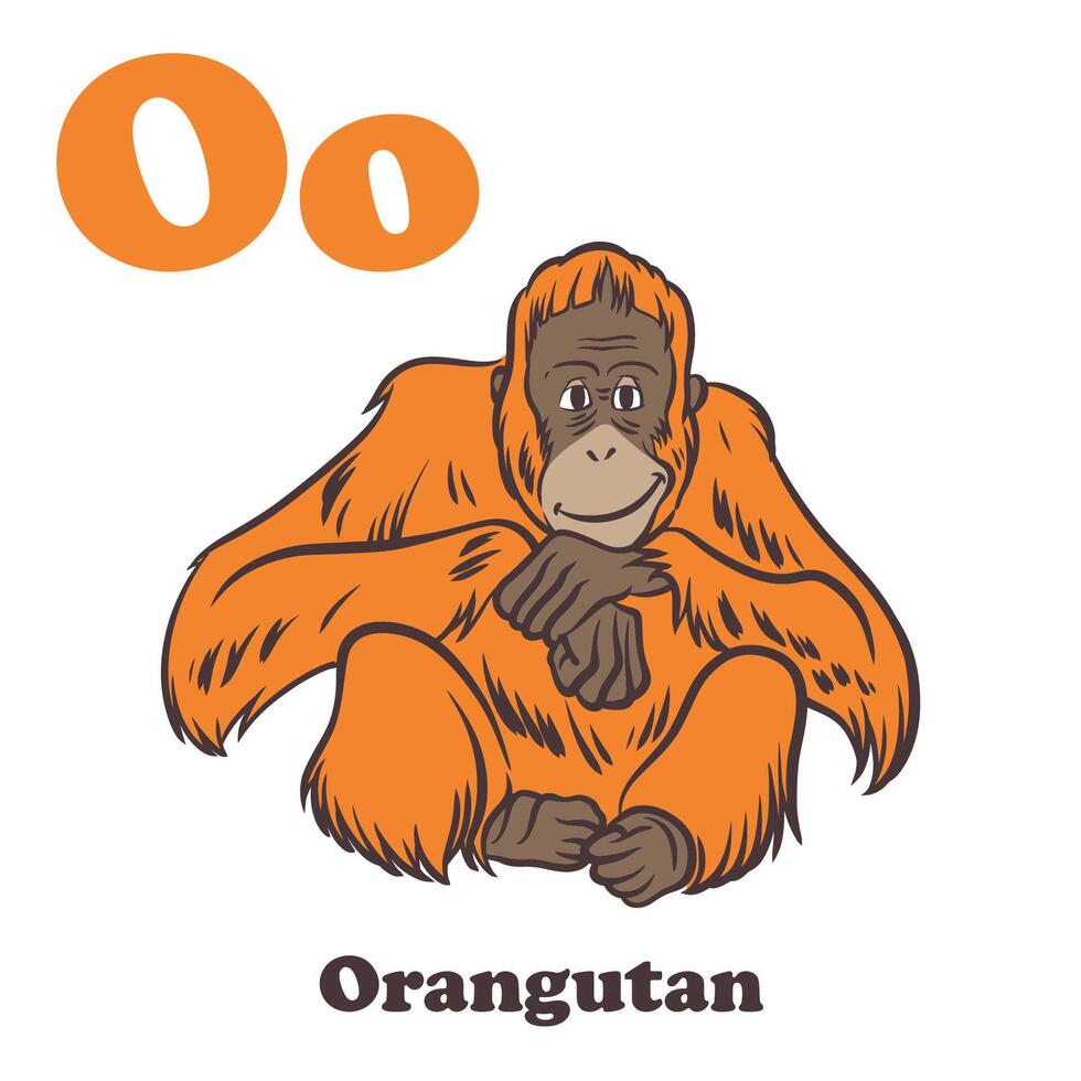 orang-outan alphabet dessin animé personnage pour des gamins vecteur