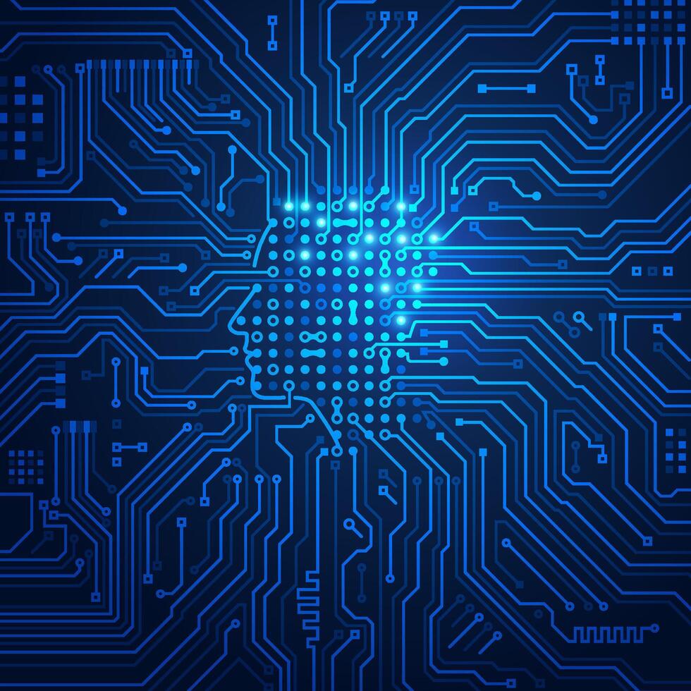 concept de Profond apprentissage ou machine apprentissage, graphique de artificiel intelligence combiné avec circuit planche vecteur