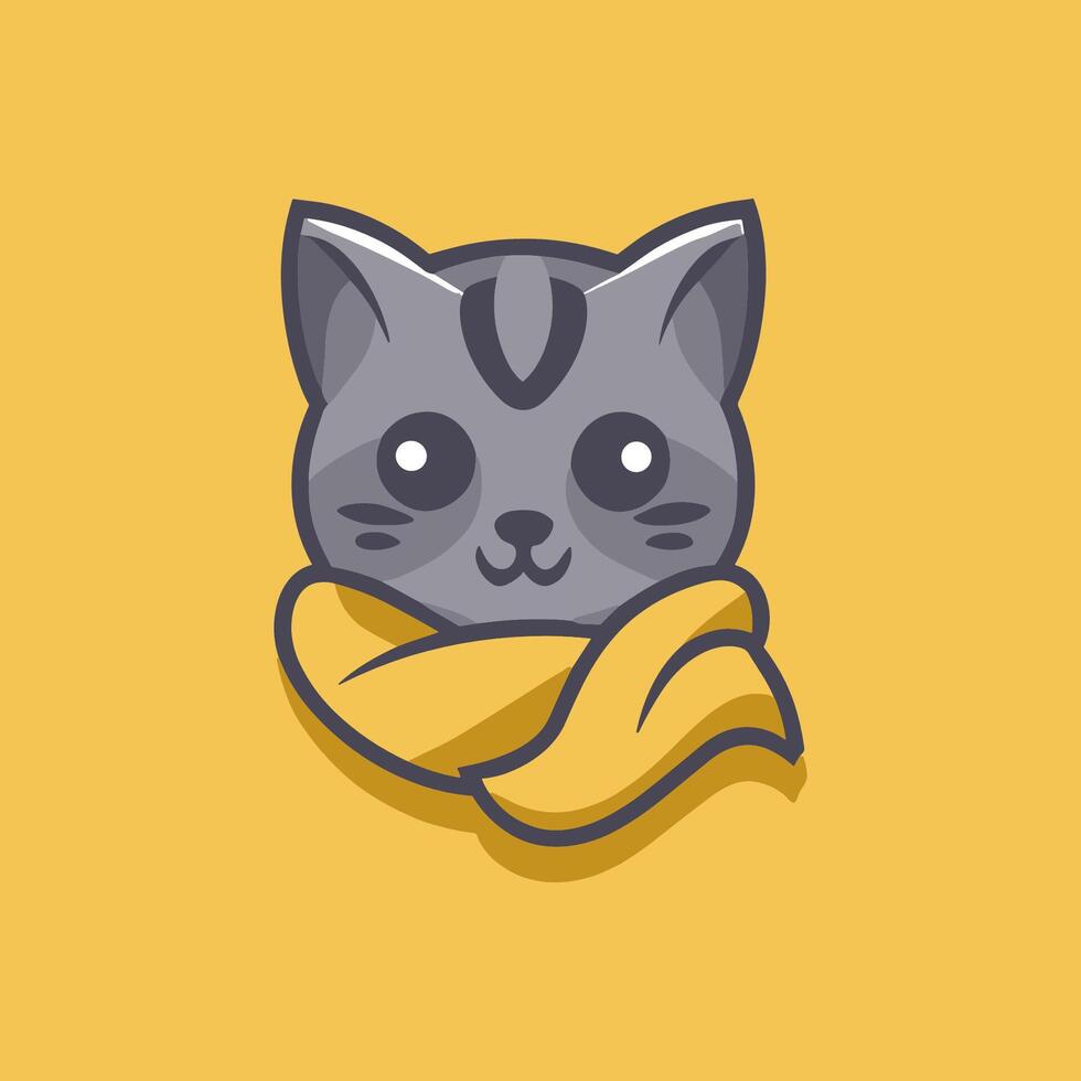 minimaliste et adorable vecteur logo avec une stylisé chat