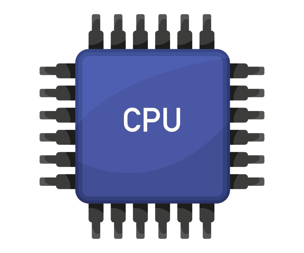 ordinateur processeur, microprocesseur électronique, CPU conseil, chipset circuit vecteur illustration