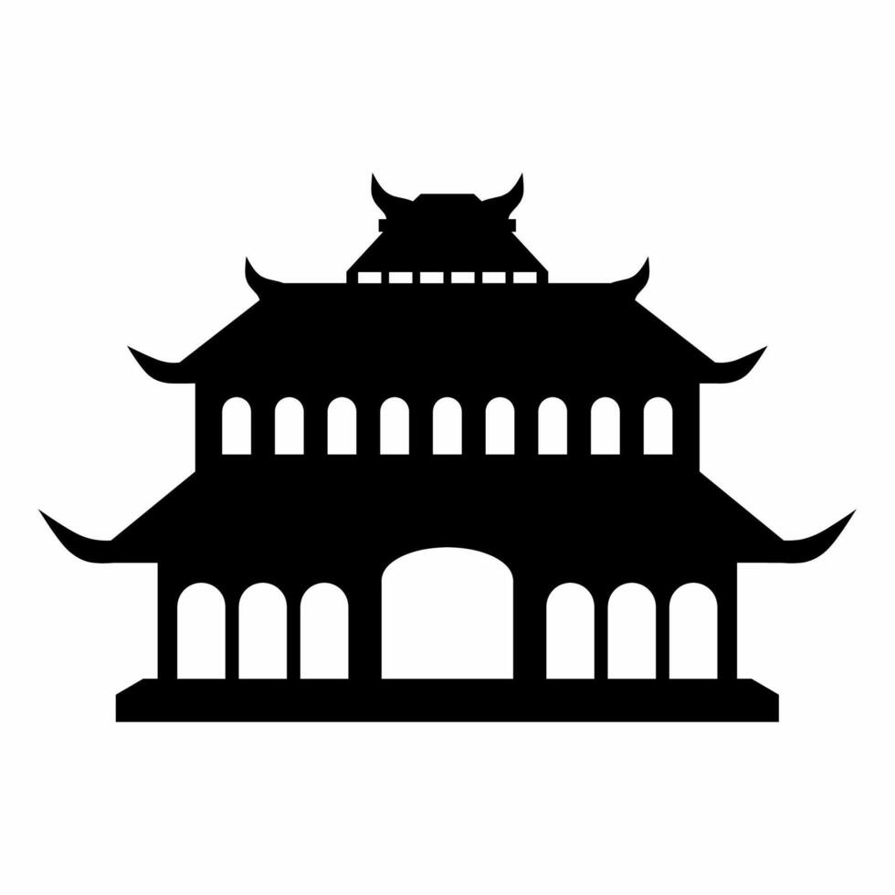 confucianiste temple silhouette icône vecteur. chinois temple silhouette pour icône, symbole ou signe. confucius bâtiment icône pour lunaire Nouveau année ou religieux vecteur