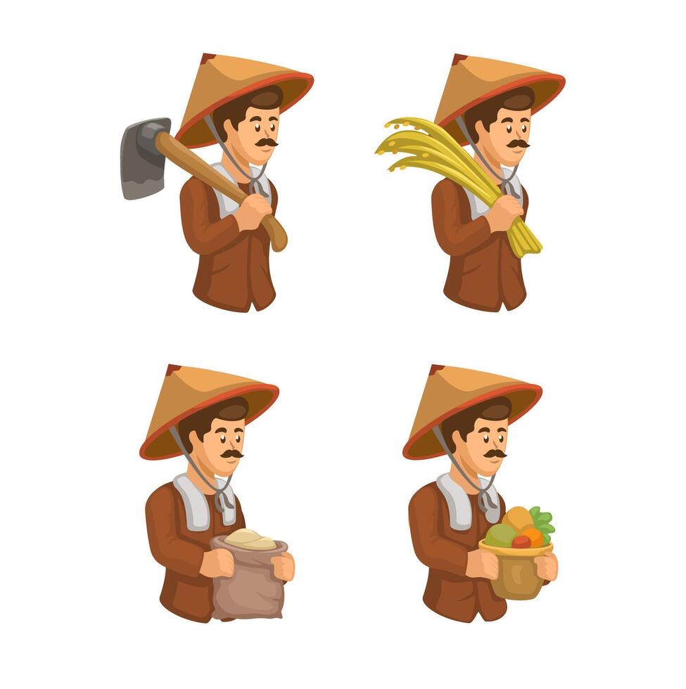 agriculteur ouvrier personnage ensemble dessin animé illustration vecteur