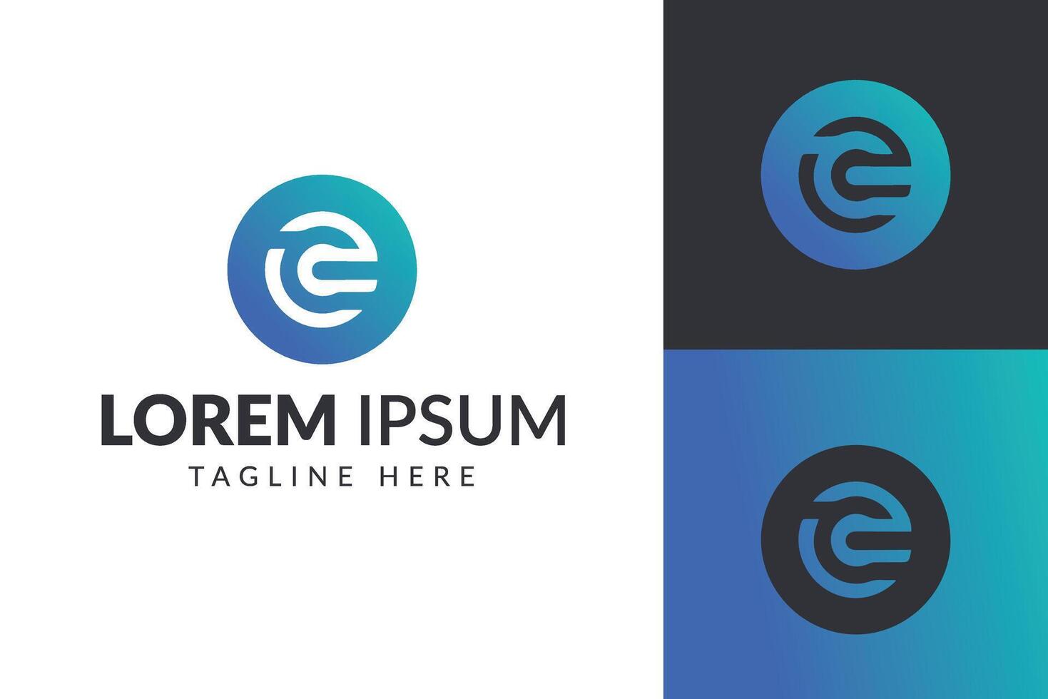 moderne circulaire logo conception avec initiales ce dans bleu pente vecteur