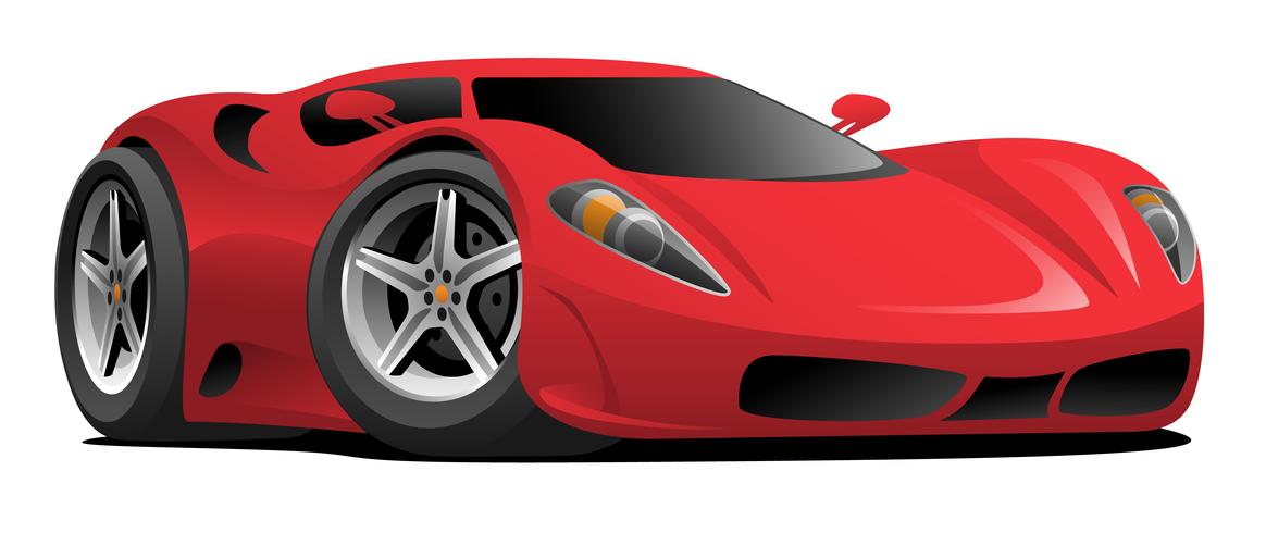 Illustration vectorielle de vecteur de dessin animé de voiture de sport de style européen chaud rouge