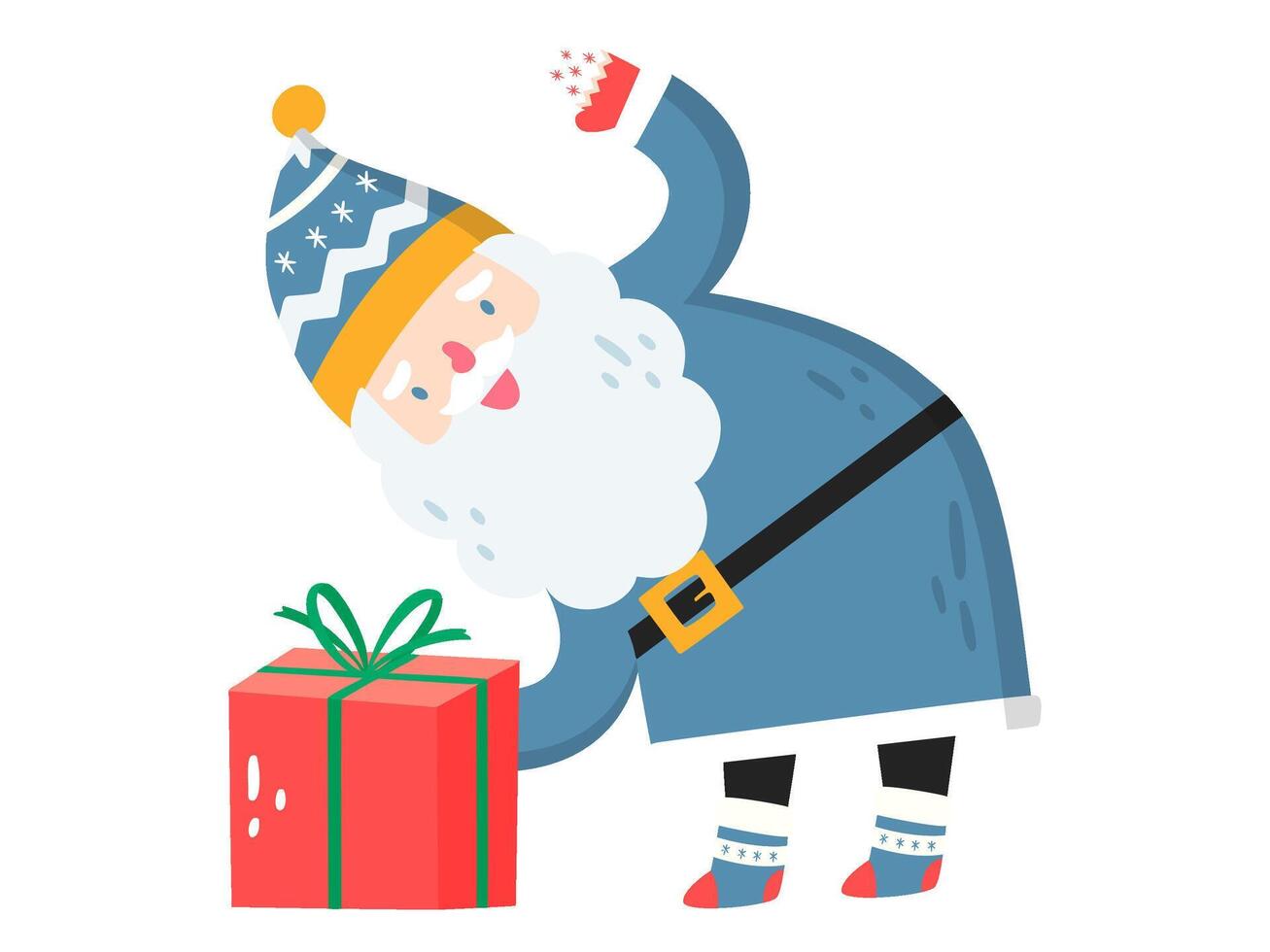 Noël illustration autocollant présent pour cadeau et hiver collection vecteur