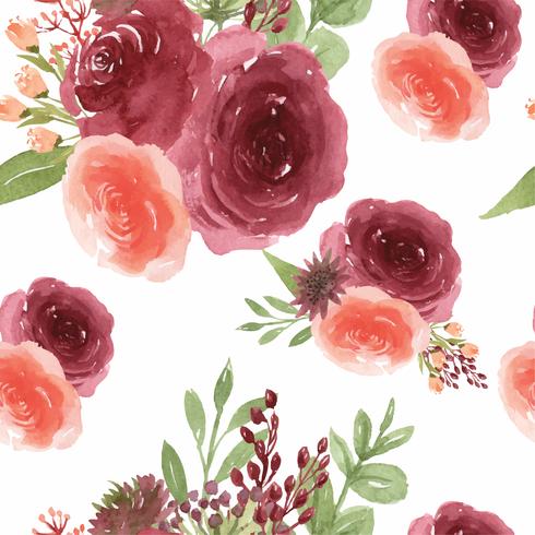 Modèle vintage textile style floral aquarelle luxuriante sans soudure, aquarelle fleurs isolé sur fond blanc. Décor de fleurs design pour carte, faites gagner la date, cartes d&#39;invitation de mariage, affiches, bannières. vecteur