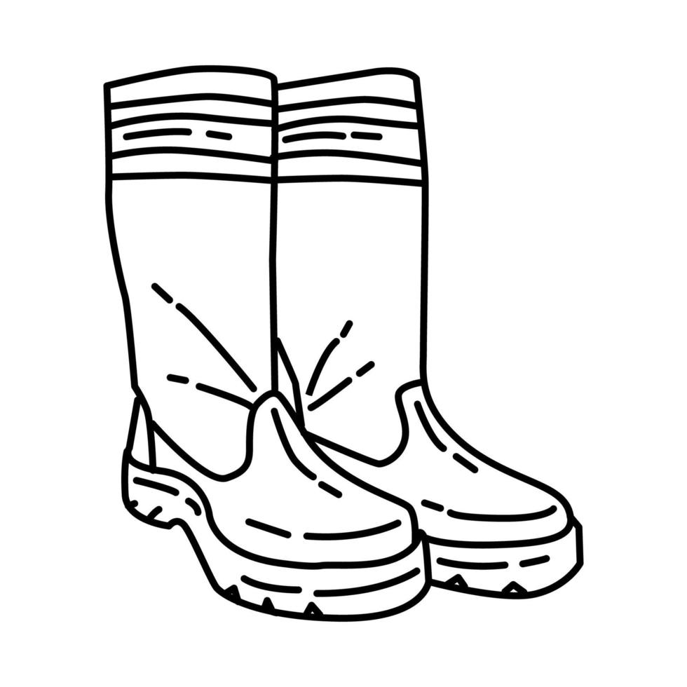 icône de bottes de pompier. doodle dessinés à la main ou style d'icône de contour vecteur