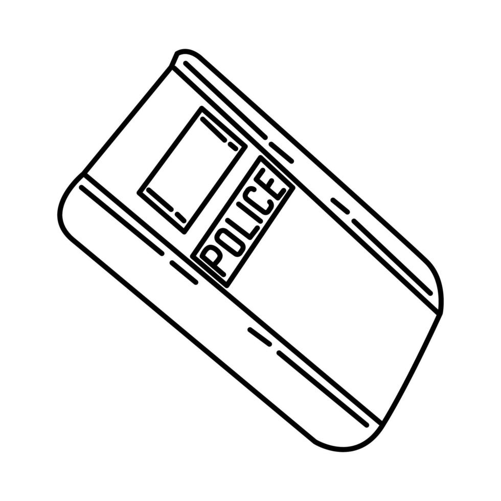 icône de métal de bouclier anti-émeute. doodle dessinés à la main ou style d'icône de contour vecteur