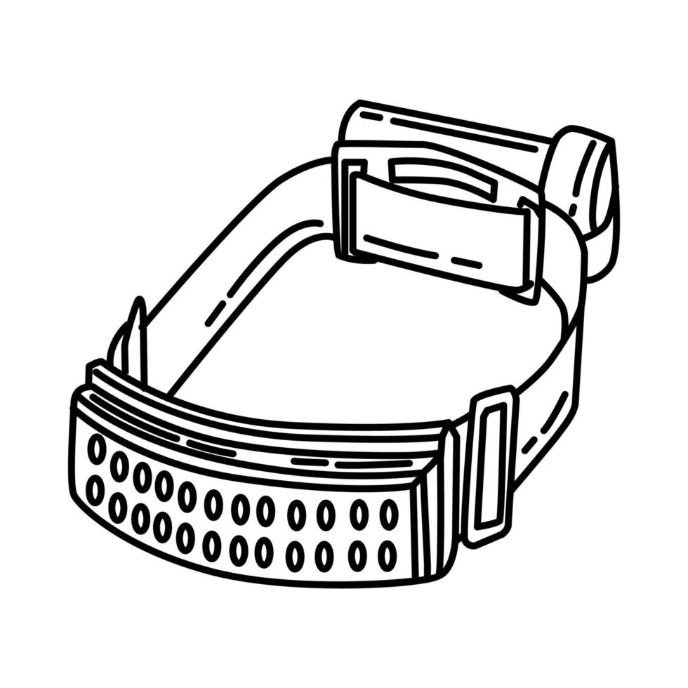 icône de lumière de casque de pompier à led verte. doodle dessinés à la main ou style d'icône de contour vecteur