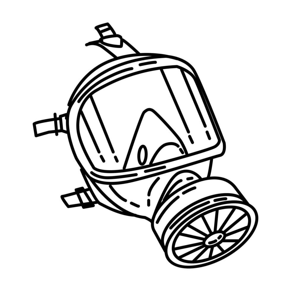 icône de masque à gaz de lutte contre l'incendie. doodle dessinés à la main ou style d'icône de contour vecteur