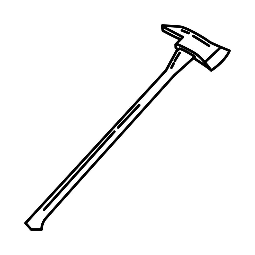icône de longues haches de pompier. doodle dessinés à la main ou style d'icône de contour vecteur