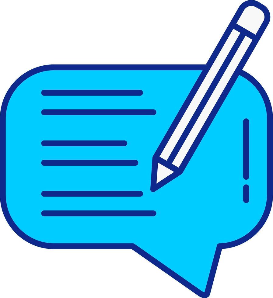 écrire message bleu rempli icône vecteur