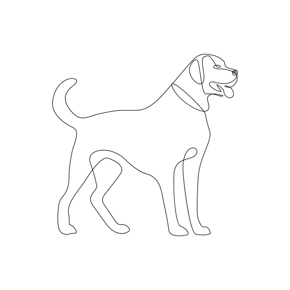 vecteur chien animal de compagnie animal continu un ligne art silhouette dessin isolé sur blanc Contexte