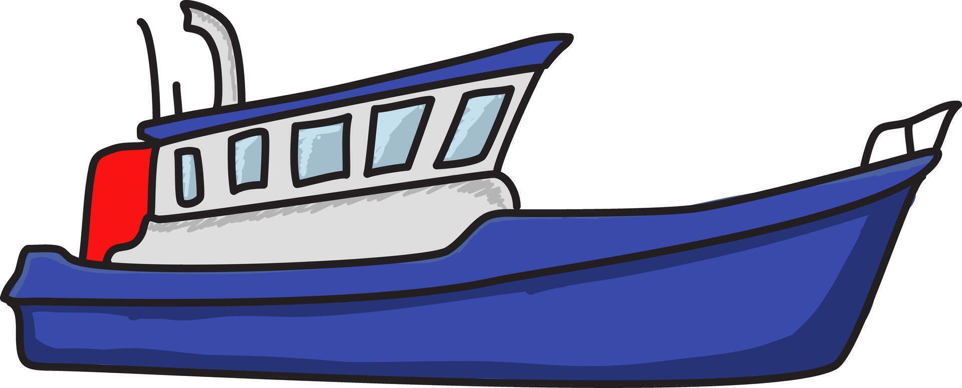 illustration de une bleu pêche bateau isolé. vecteur illustration.