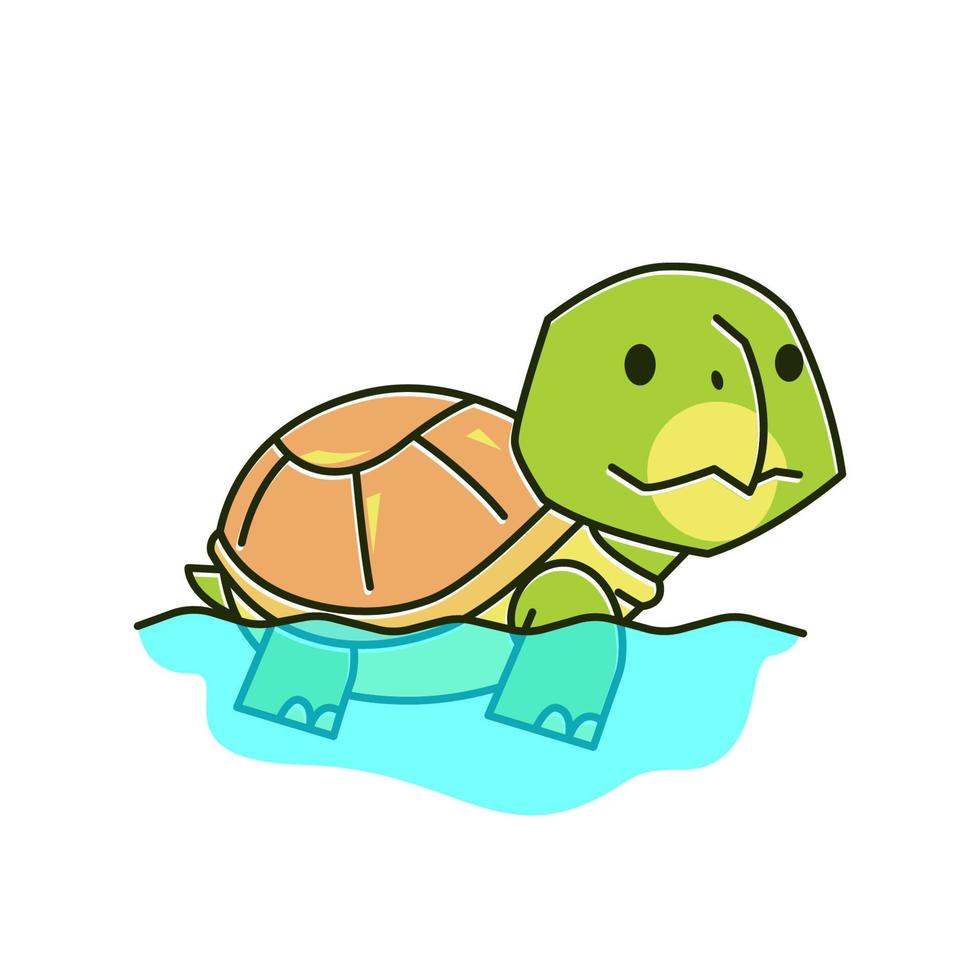 Tortue tortue drôle nageant dessin animé de l'eau des reptiles exotiques vecteur