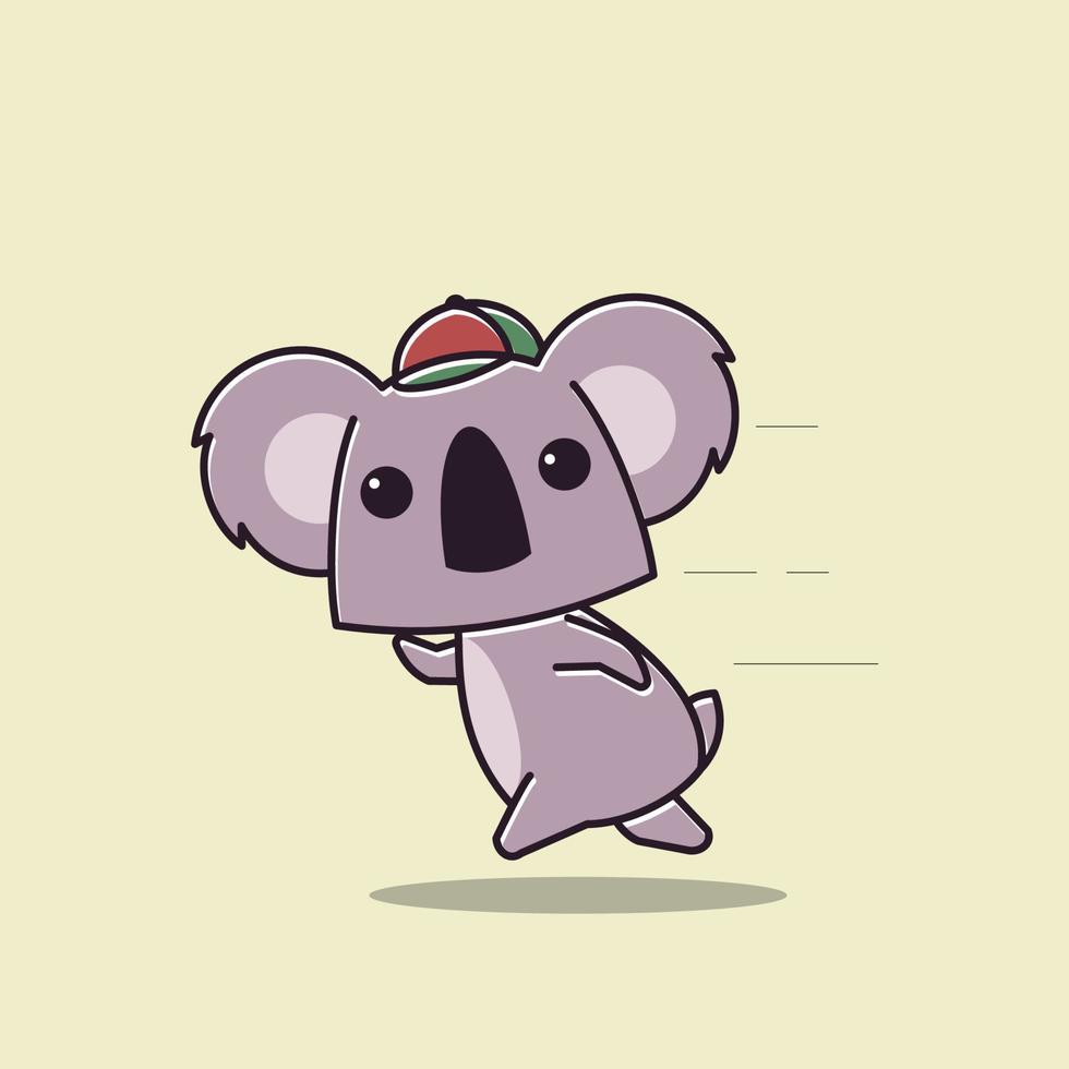 adorable koala en cours d'exécution rapide sport animal zoo personnage de dessin animé plat vecteur